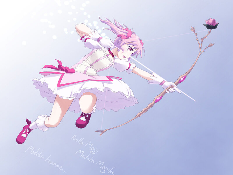 Anime Girl with Bow — Pink, Dynamic, Digital Art