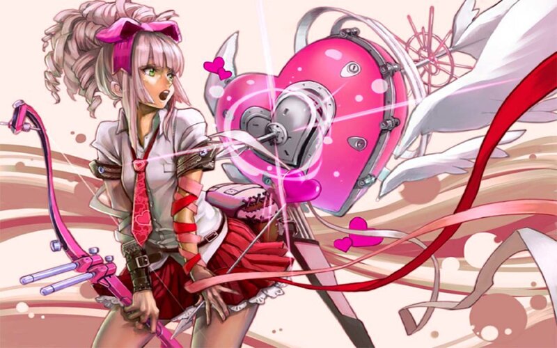 Anime Girl with Bow — Pink, Dynamic