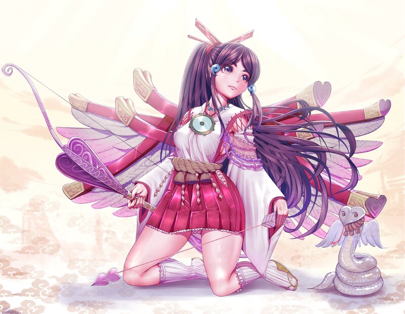 Anime Girl with Bow — Pink, Serene