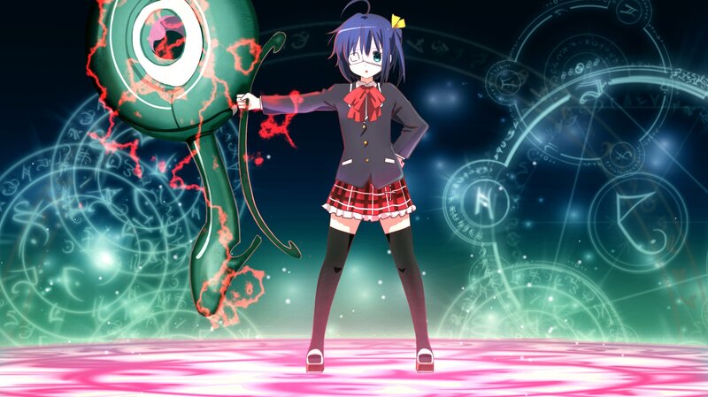 Anime Girl with Bow — Purple, Dramatic, Night, Magic Circle