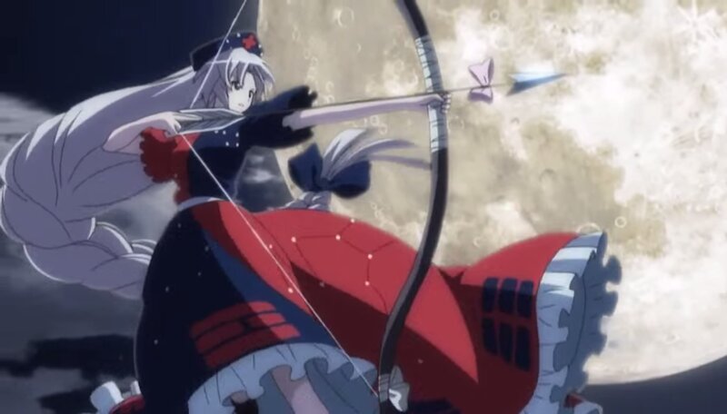 Anime Girl with Bow — Red, Dramatic, Night
