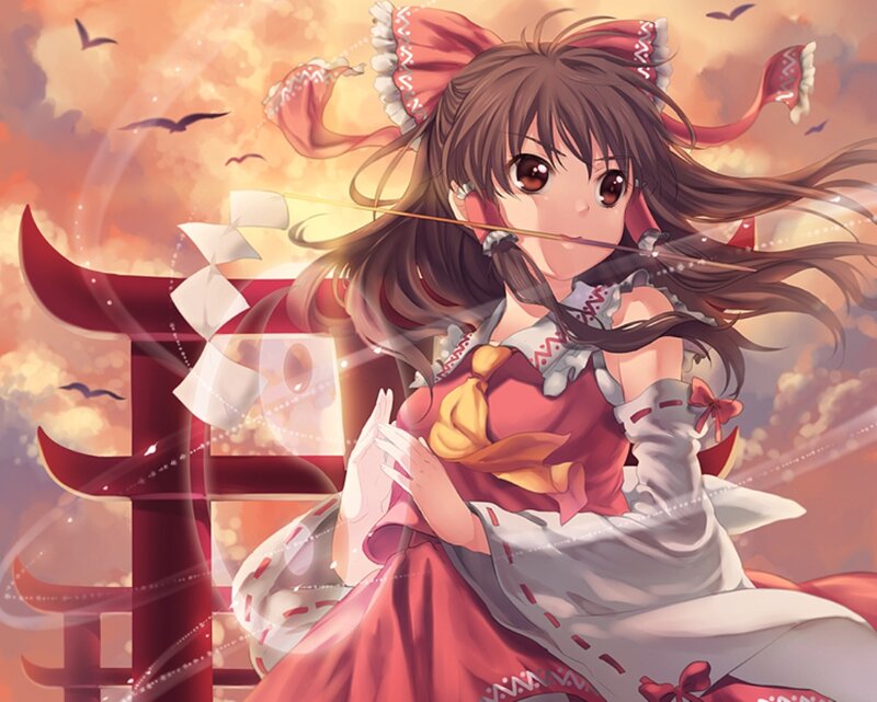 Anime Girl with Bow — Red, Dramatic
