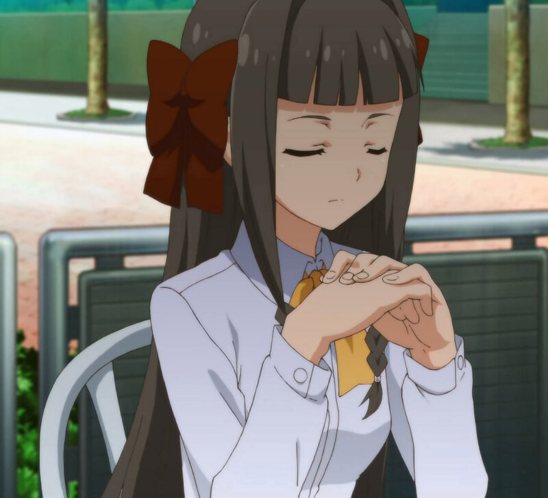 Anime Girl with Bow — White, Calm