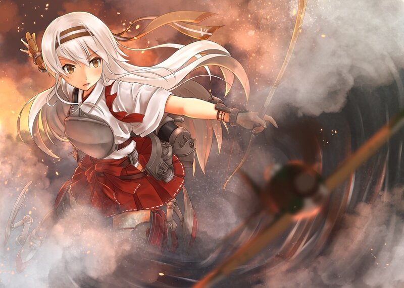 Anime Girl with Bow — White, Dramatic, Digital Art, Bow and Arrow