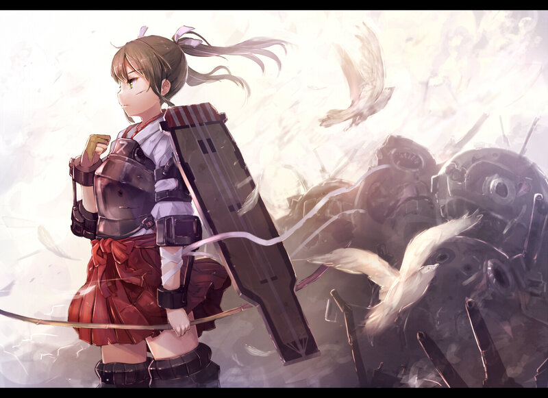 Anime Girl with Bow — White, Dramatic, Digital Art, Mecha