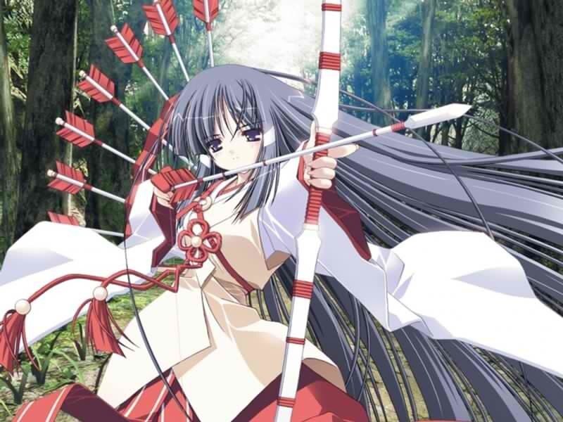 Anime Girl with Bow — White, Dramatic