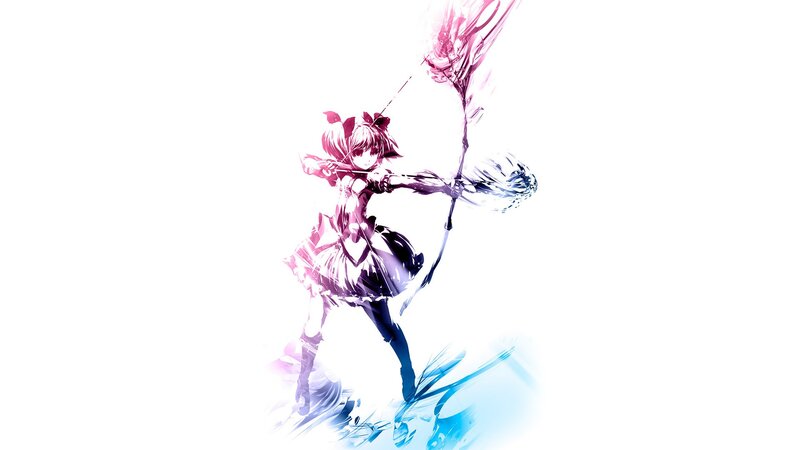 Anime Girl with Bow — White, Dynamic, Digital Art