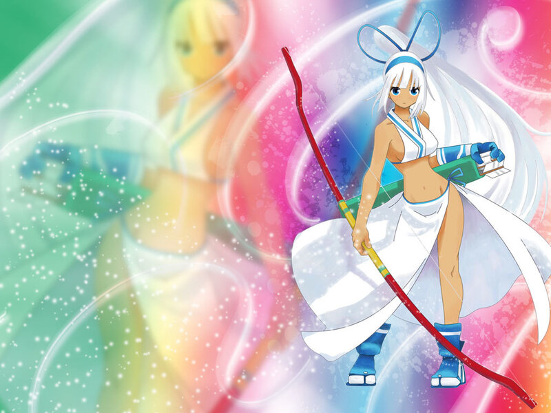 Anime Girl with Bow — White, Dynamic