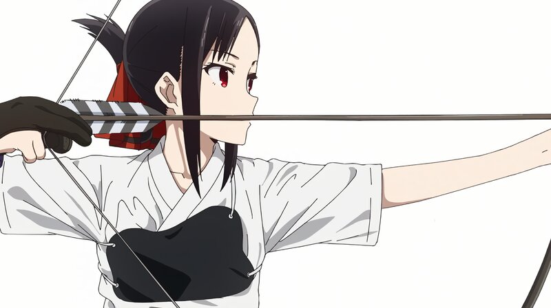 Anime Girl with Bow — White, Focused, Arrow