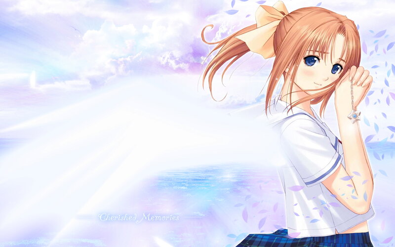 Anime Girl with Bow — White, Serene