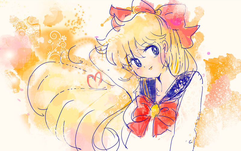 Anime Girl with Bow — Yellow, Dreamy