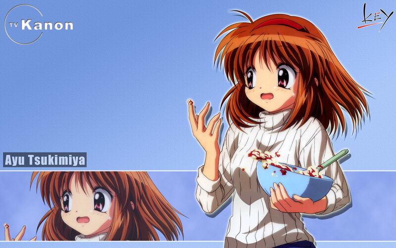 Anime Girl with Bowl — Blue