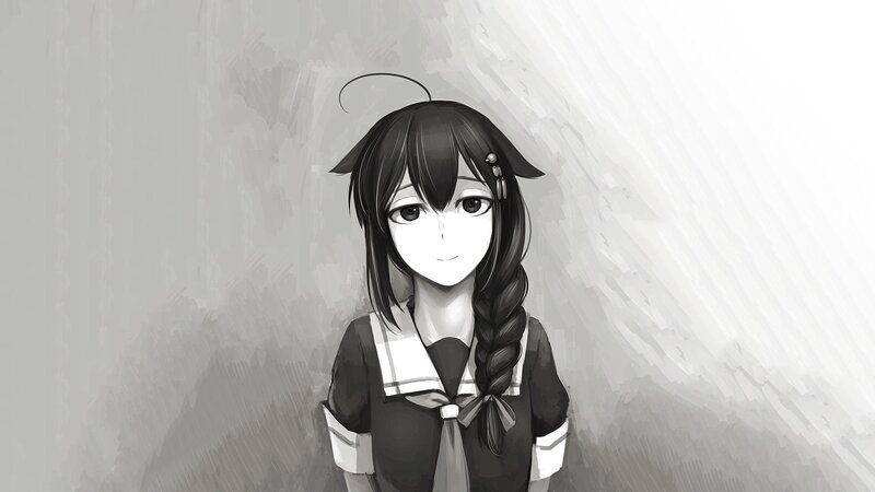 Anime Girl with Braid — Black