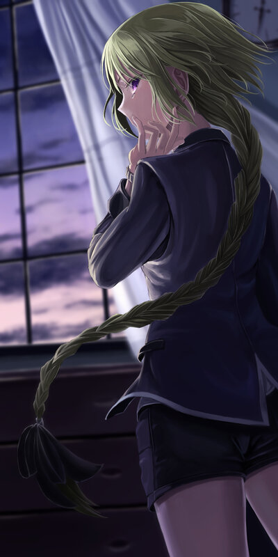 Anime Girl with Braid — Purple