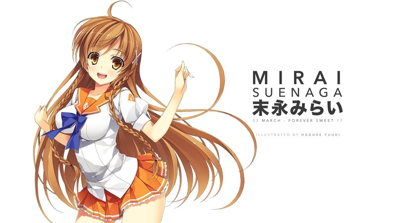 Anime Girl with Braided Hair — Brown, Cheerful