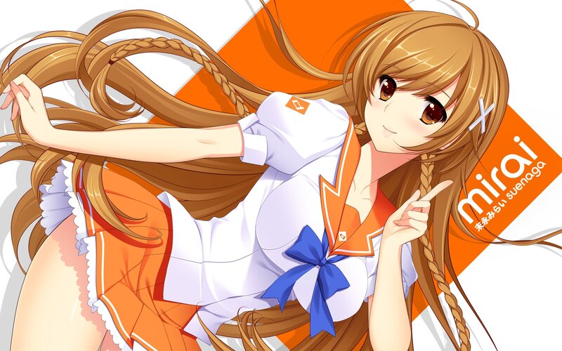 Anime Girl with Braided Hair — Orange, Playful