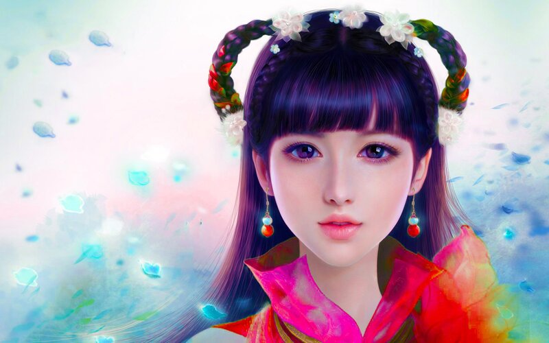 Anime Girl with Braided Hair — Pink
