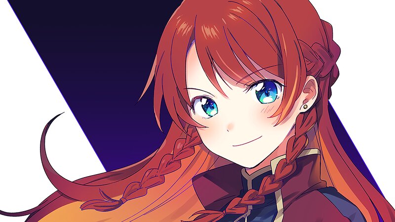Anime Girl with Braided Hair — Red, Calm