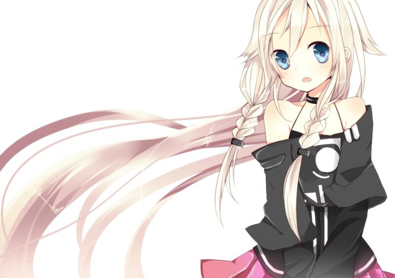 Anime Girl with Braided Hair — White, Calm, Braids