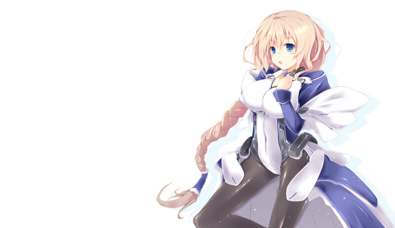 Anime Girl with Braided Hair — White, Calm