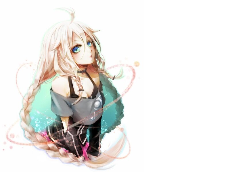 Anime Girl with Braided Hair — White, Dreamy
