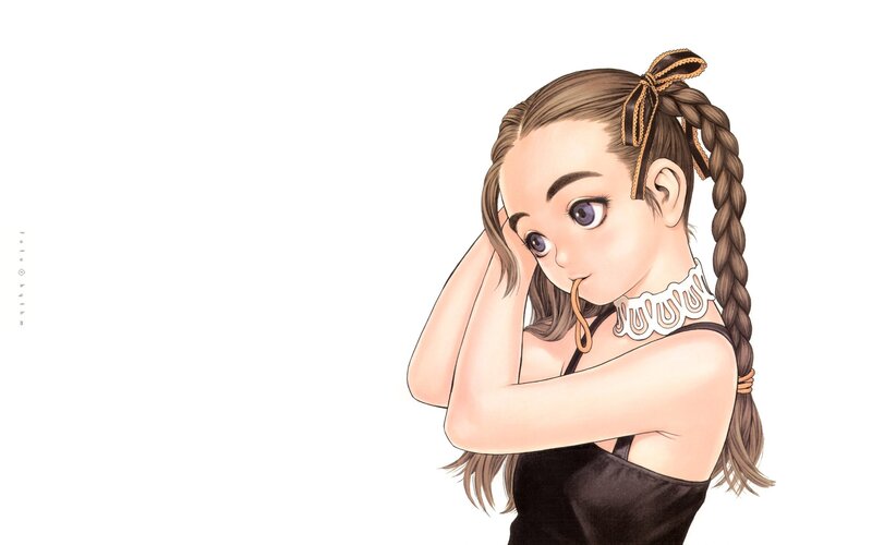 Anime Girl with Braided Hair — White, Neutral