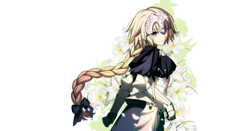 Anime Girl with Braided Hair — White, Serene