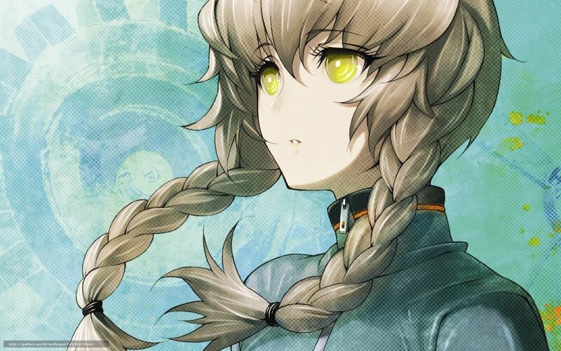 Anime Girl with Braids — Blue, Calm