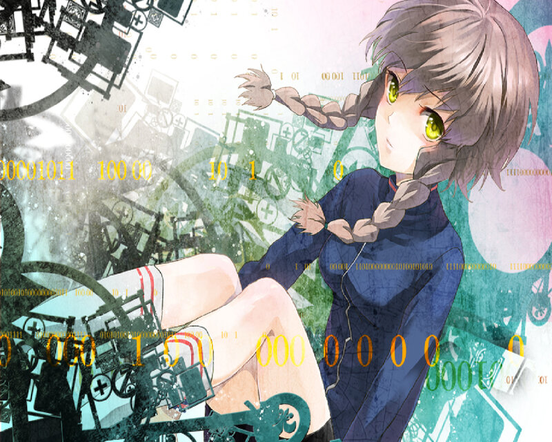 Anime Girl with Braids — Blue