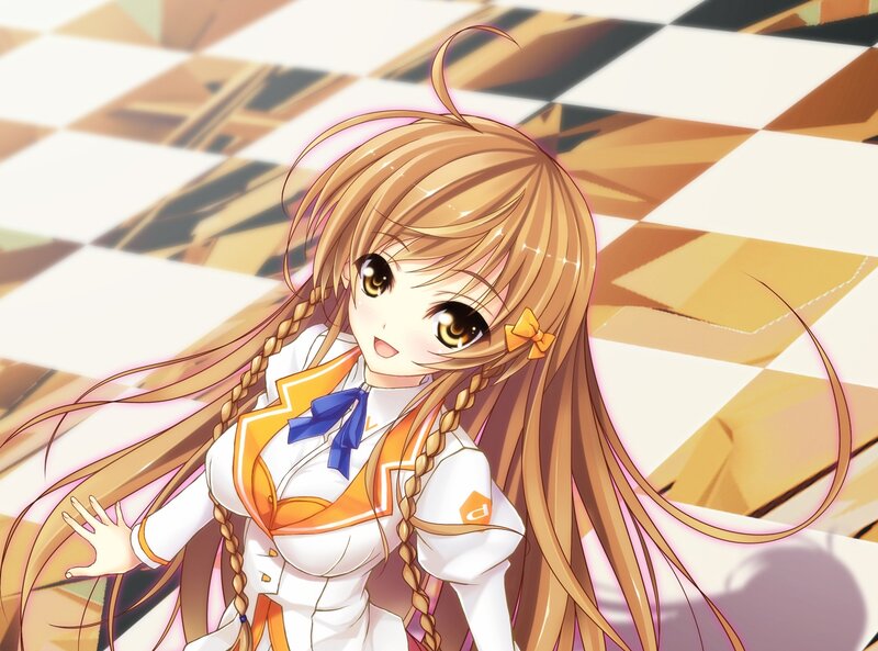 Anime Girl with Braids — Brown, Cheerful
