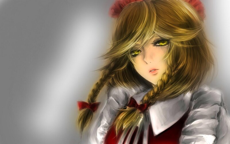 Anime Girl with Braids — Brown, Dramatic