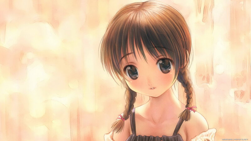 Anime Girl with Braids — Brown, Soft