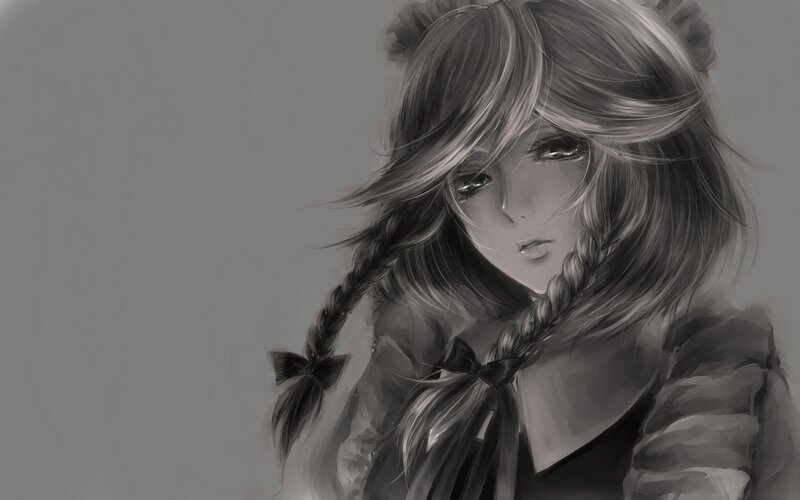 Anime Girl with Braids — Eyes