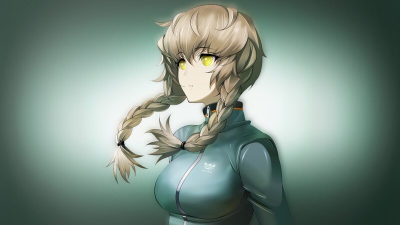 Anime Girl with Braids — Green, Neutral