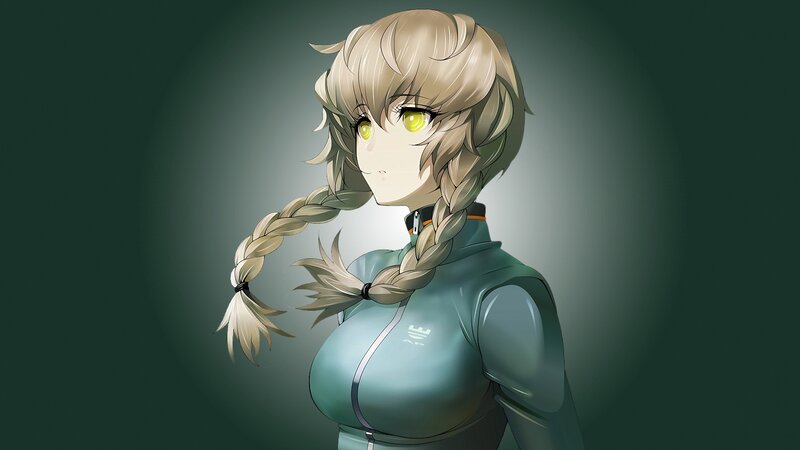 Anime Girl with Braids — Green