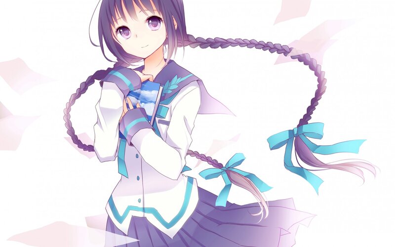 Anime Girl with Braids — Purple