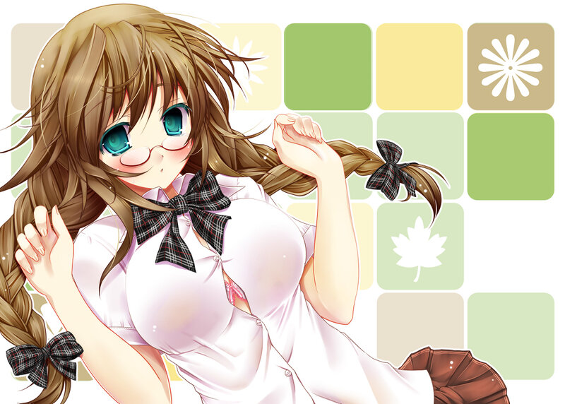 Anime Girl with Braids — White, Playful