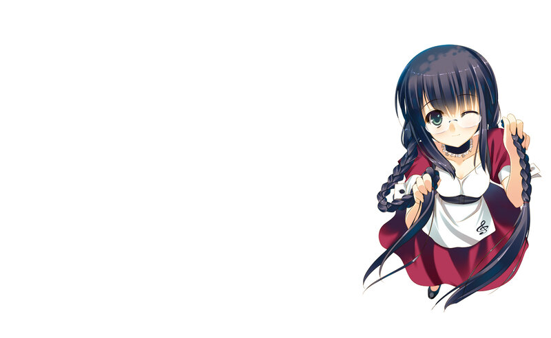 Anime Girl with Braids — White