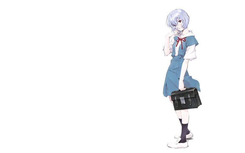 Anime Girl with Briefcase — Blue, Neutral, School Uniform