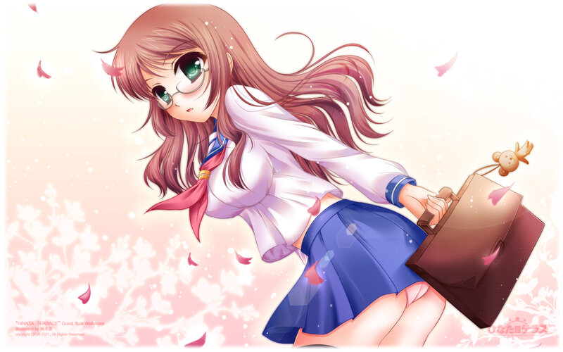 Anime Girl with Briefcase — Pink, Serene