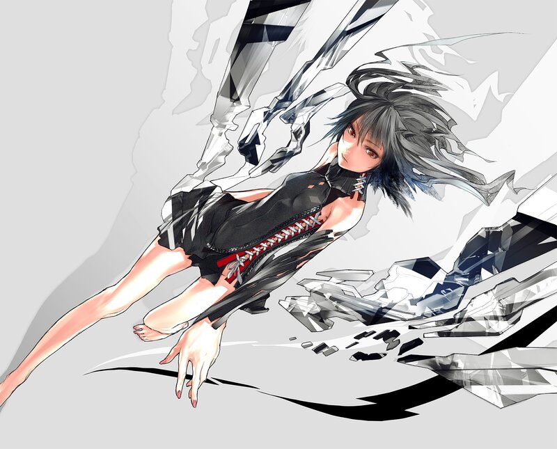 Anime Girl with Broken Glass