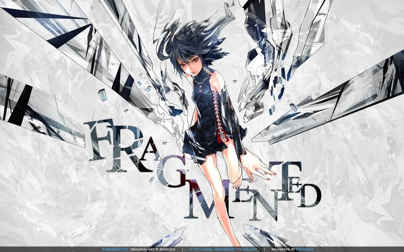 Anime Girl with Broken Glass — White