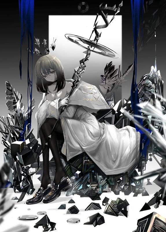 Anime Girl with Broken Mirror — Black