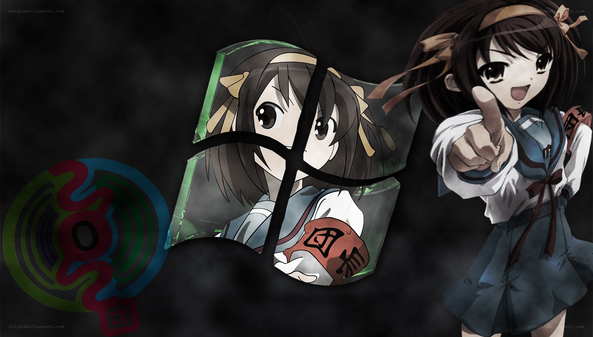 Anime girl with broken window