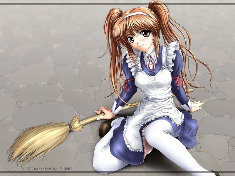 anime girl with broom
