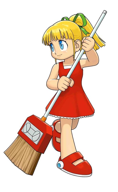 Anime girl with broom