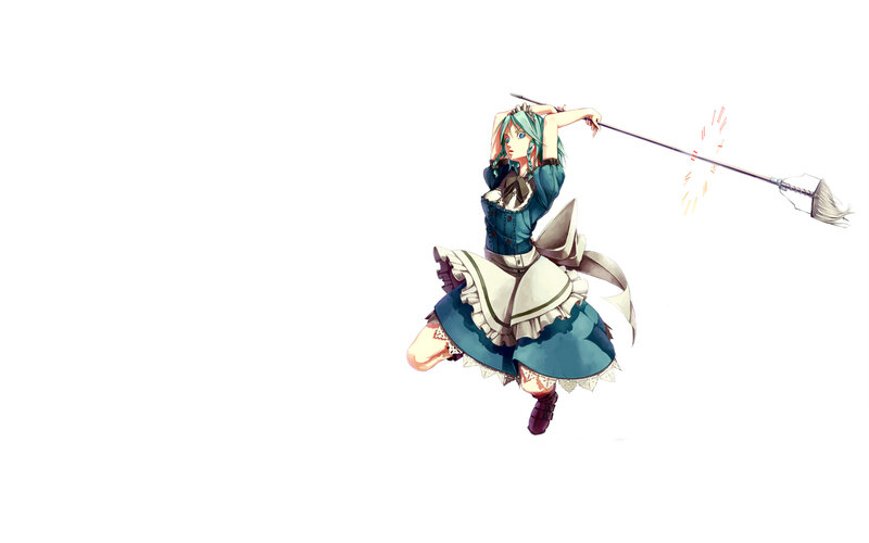 anime girl with broom