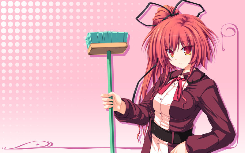 anime girl with broom