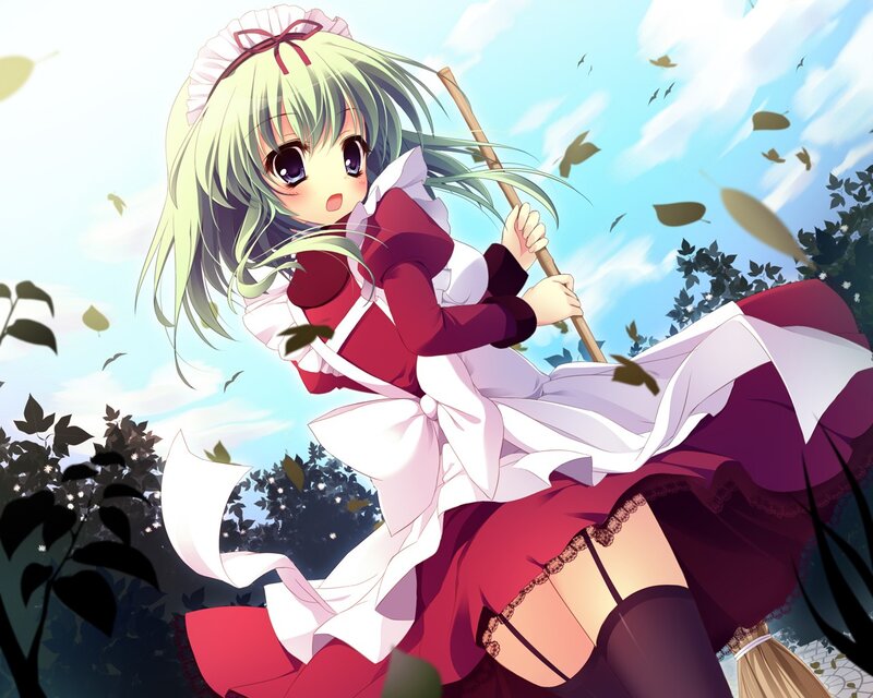 anime girl with broom