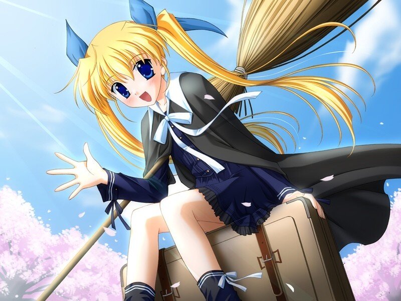 anime girl with broom